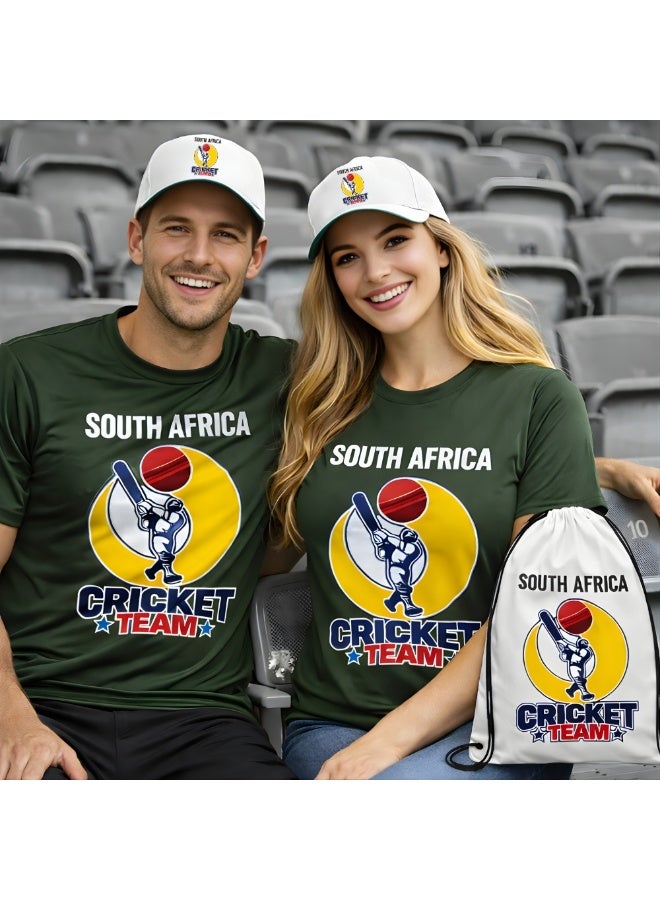 South Africa Unisex Sports Jersey T-Shirt Set - T-Shirt,Drawstring Bag,Cap - T-Shirt,Scarf,Cap - South Africa Sports Fan Jersey T-Shirt - Gift Set for Events, Matches - Image 5
